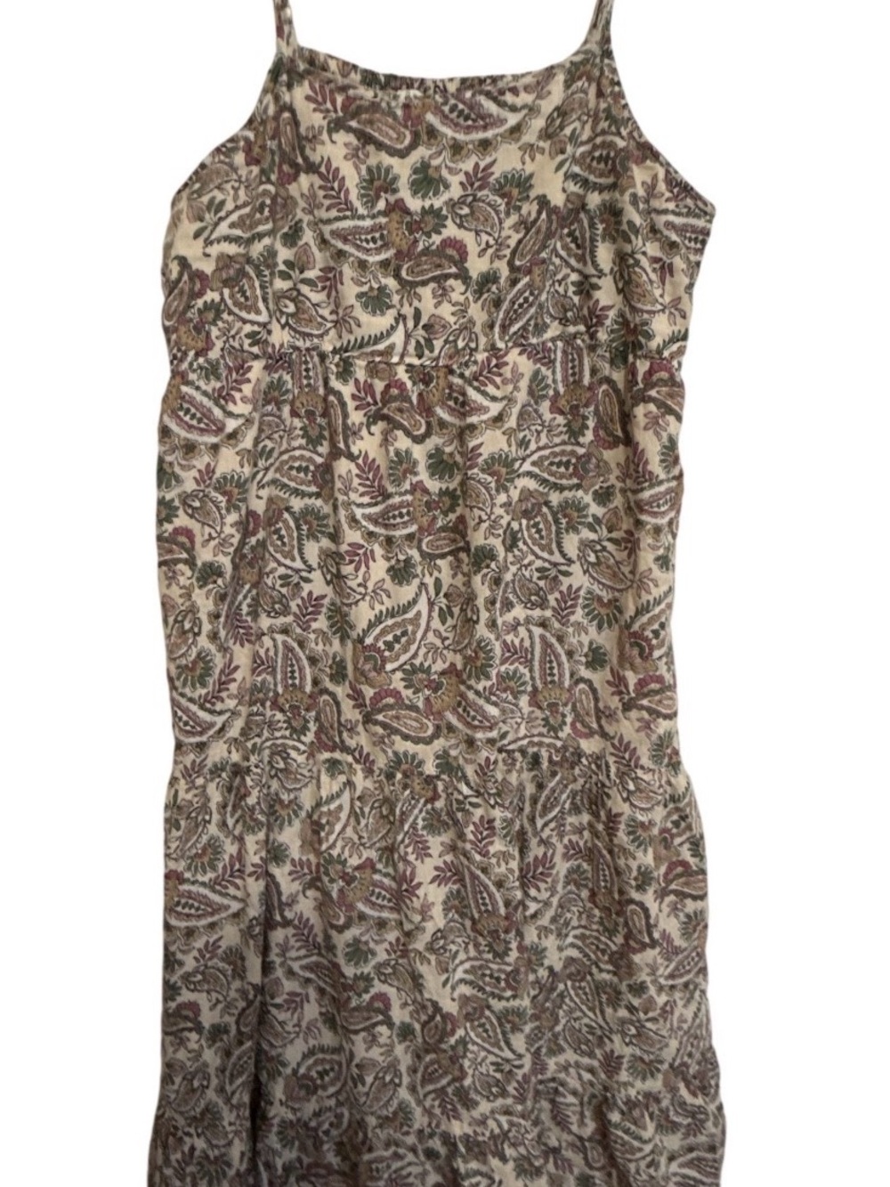 Patrons of Peace Cream Maxi Dress with Green and Pink Paisley Print